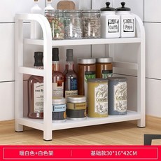 廚房置物架落地多層切菜桌家用多功能鍋具收納架微波爐架子儲物架, 1個, 【兩層經濟款】30cm暖白色