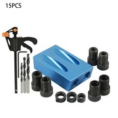 ZK30 목공 경사 구멍 로케이터 드릴 비트 포켓 구멍 지그 키트 15도 각도 드릴 가이드 세트 구멍 DIY 목공 도구 협력사 1개, [02]15 piece set * 1개