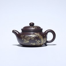 宜興紫砂壺 名家手工制作 梅花仿古, 1個, 深紫色