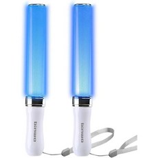 재사용 가능한 LED 글로우 스틱2팩 15가지 멀티컬러 수동 및 자동 모드 AAA 배터리 구동 LED 스틱 콘서트 글로우 스틱 레이브 비상용15세 이상 장착
