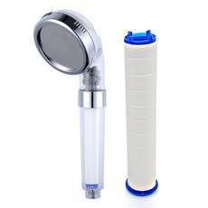 增壓除鏽直型淋浴蓮蓬頭+濾芯組, 混色, 1組