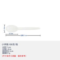 綠藝家 PS塑膠一次性湯匙 小茶匙/大茶匙, 1個, 小茶匙100支/包, 100支