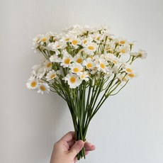 디어플레이스 빈티지 들꽃 데이지 조화 꽃다발 18p, 1개, 화이트 1개, 화이트