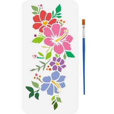 PET 열대 식물 페인팅 스텐실 식물 테마 벽화 패턴 정글 그린 장식 DIY, 플라워 51, 1개