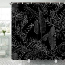 미니멀리스트 식물 원단 샤워 커튼 녹색 우아한 열대 잎 꽃 욕실, 90X180CM, 4. LF501135-yl