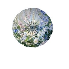 LCQ 32骨自動油畫晴雨傘 霧藍花境, 32骨三折自動傘配色骨架彩膠面料數碼印刷霧藍花境, 1個