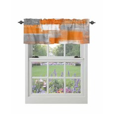 Orange Art 그래피티 창문 밸런스 유화 스타일 장식 추상적인 기하학적 조명 필터링 주방 트리트먼트 짧은 로드 포켓 패널 커튼 침실 창문용 137.2 x 45.7cm