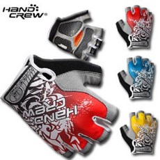 handcrew 自行車手套 半指單車手套 頂級矽膠抗震防滑 加厚減震 超纖耐磨, 1個, 藍色L號, 藍