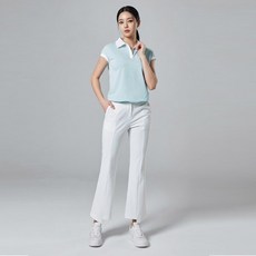 HALEY 여성용 언밸런스 부츠컷 백밴딩 팬츠 HSBWP1303