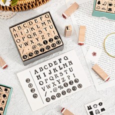 귀여운 캐릭터 도장 다이어리 다꾸 우드 스탬프 대문자 소문자 42개입, 1개, 잉크패드12종세트