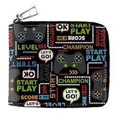 남아용 지갑 지퍼 게이밍 카드 홀더 동전 포켓 바이폴드 게이머 어린이 남아 청소년용 게임패드 프린트 포함 플레이 시작 슬림 190418