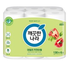 깨끗한나라 데일리 천연펄프 키친타올 130매, 130개입, 12개