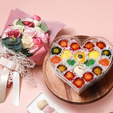 엠케이크 Special 떡케이크 D 선물세트 생일 케익 기념 생신 칠순, S 떡케이크 D+꽃다발12, 1세트, 1.5kg