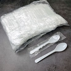 일회용 숟가락 화이트 국내생산 개별 비닐포장, 1개, 100개입