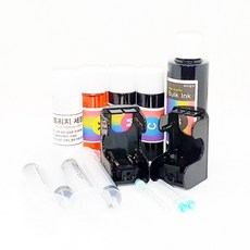 LG 204K 204P XL 호환 검정+컬러 대용량 잉크 리필 세트 (세정액포함), 1개, LG204K+LG204P 호환 잉크세트