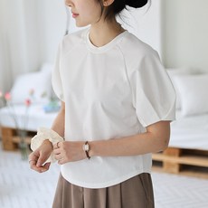 봉봉스토리 트라이플 튤립소매 여성 티셔츠 럭셔리 블라우스티 국내제작 2size