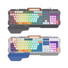 HONG JIN HJ-721 撞色炫彩有線鍵盤 球型鍵帽 呼吸燈, 暗影劍士-電競鍵盤, 薄膜軸