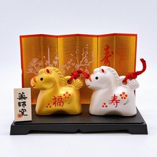 日本進口 藥師窯 2026 錦彩招福干支 午歲置物馬年 日本彩耀招福壽 馬年 金銀土鈴 開運招福