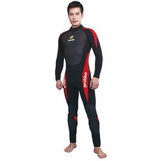 PROBLUE 3mm潛水防寒衣：男女款浮潛保暖衣，手腳拉鍊設計，輕鬆穿脫，島嶼潛水必備, 紅（男）