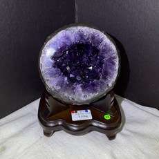 Espa 聚財錢袋子烏拉圭紫晶洞 3.03kg 很圓很美 烏拉圭圓洞 招財擺件, 烏拉圭3.03公斤