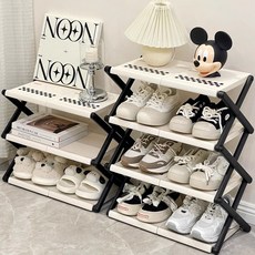 루무 신발장 현관 신발장 접이식 간편 설치 신발 정리함 조립 없는신발 수납장 대용량 신발장 정리대, 5단, 크림 50cm