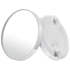 放大化妝鏡 雙吸盤固定 5倍放大 單手可握 痘痘粉刺毛孔 美妝化妝 隨身放大鏡, 白, 1個