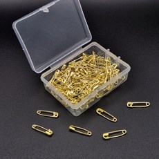 라벨 옷핀 의류용 옷핀 헹거옷핀 안전핀 150개입, 1개, 골드(+보관케이스)