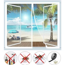 커튼 헤드 스크린 창 없음 흰색 줄무늬 모기 방지 날벌레 탈착식 마그네틱 90 × 140cm, [01] White, 01 White