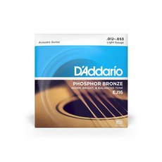 D'Addario 美國製 磷青銅木吉他弦套裝 民謠指彈首選 音色溫暖清亮, 1個, EJ16 12-53 進階指彈必買