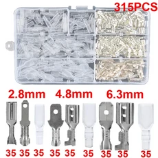 호환 박스 절연 남성 여성 와이어 커넥터 2.8/4.8/6.3mm 전기 압착 단자 터미널 스페이드 커넥터 모듬 키트, 01 CHINA, 05 315 Sliver