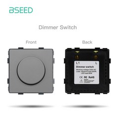 BSEED 벽 조명 기능 TV 소켓 패널 유리 부품 스위치 CAT5 EU 콘센트 전원 DIY 회색 USB, 220V용, Dimmer Part