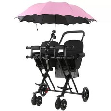 데이희 쌍둥이띠 띠 허리 쌍둥이포대기 듀얼, 블랙등받이풀쿠션+핑크대형우산