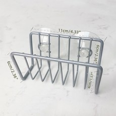 무타공 철제 스펀지 홀더 랙 싱크대 위 배수 선반 식기 세척솔 및 비누 디스펜서용 벽걸이 주방 정리대, Silver