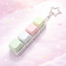 로로메라 마카롱 키보드키링 2구 3구 4구 스트래스해소 키캡키링 딸깍이, 1개, 파스텔 4구