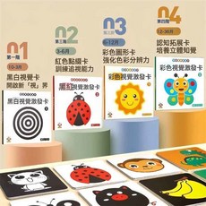 DFMEI 嬰幼兒新生黑白卡視覺激發卡0-3歲嬰兒早教益智訓練追視卡片玩具, 1個, 全能訓練【黑白+黑紅+彩黃+彩綠】160種圖案0-36個月:如圖