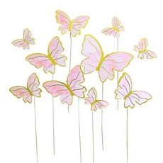 나비 케이크 우아한 보라색 분홍색 종이 장식 생일 결혼식 파티 베이킹, 8. pink 1-10pcs