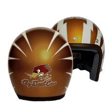 3JFT Helmets 閃電叼菸鷹 橘銅色 3/4罩 半罩安全帽 復古帽 送防水長鏡片, L(勿直接下單 請前先詢問庫存),此款版型偏窄 建議選擇大一號