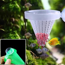 수조 열대어 먹이급여기 물오염 사료퍼짐 방지 구피 네온 물고기 쪼아먹는 피딩컵, 화이트