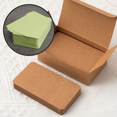 1+1 총200매 카드 메모지 100매 심플 메모 미니 단어장 다꾸 메모잇, 그린+브라운