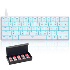 기계식 60% 게이밍 RGB 키보드 61키 유선 USB DIY 맞춤형 백라이트 매크로 키패드 초소형 블루 스위치 윈도우 맥 리눅스 노트북 PC 컴퓨터와 호환 블랙 237945, 화이트, 레드 스위치