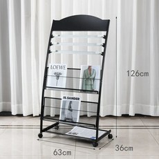 신문 잡지 자료 정리 수납 선반 사무실 진열대 책자 보관, 1개, 106 블랙 라운드