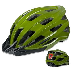 AISSTXOER 남성 및 여성용 성인용 자전거 헬멧 헤드 56-62cm - USB 충전식 후면 LED 조명 조절 가능한 핏 시스템 탈착식 세탁 패딩 남성용 헬멧, 초록색