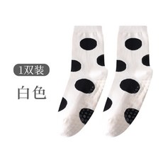 秋冬復古風大波點棉質中筒襪子女 瑜伽襪 普拉提地板襪 抗菌除臭