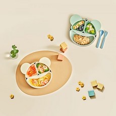 글라스락 베이비 분리형 실리콘 식판 색상 택 1, 1. 실리콘 식판 (베이지)