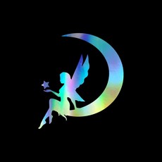 달에 앉는 요정 비닐 데칼 노트북 자동차 노트북 5\" x 5.5\" 홀로그램 416701, 달에 앉는 요정 비닐 데칼 노트북 자동차 노트북 5"