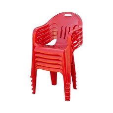 공룡플라스틱 웰빙의자 편의점 간이 야외 행사용 등받이 팔걸이 5개, 웰빙의자 적색