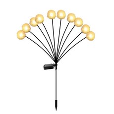 蒲公英太陽能燈 插地燈 草坪燈 太陽能裝飾燈 庭院燈 戶外防水 繡球花蔥花造型, 10頭（常亮+閃爍）