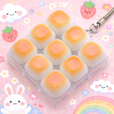 키캡 딸깍이 버튼 가방고리 키보드 클릭키링 우정템 가방고리 스트레스해소, 구운 마시멜로우, 2개