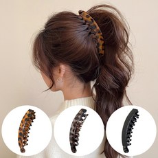 디심플 여성 포니테일 집게핀 헤어 바나나핀 3종, 1세트