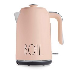 Rae Dunn 전기 온수 주전자 - 스테인리스 스틸 커피 메이커 차 주전자 회전 베이스 자동 꺼짐 끓일 때 건조 보호 쉽게 따를 수 있는 피처 1500와트 끓는 파워, 블러쉬